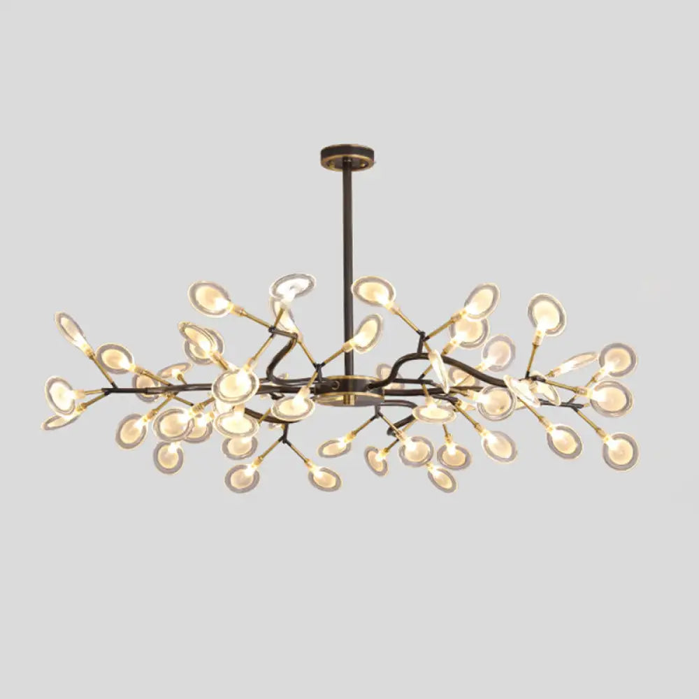 Led Tree Branch Ceiling Light: Postmodern Metallic Chandelier For Living Room 54 / Black A