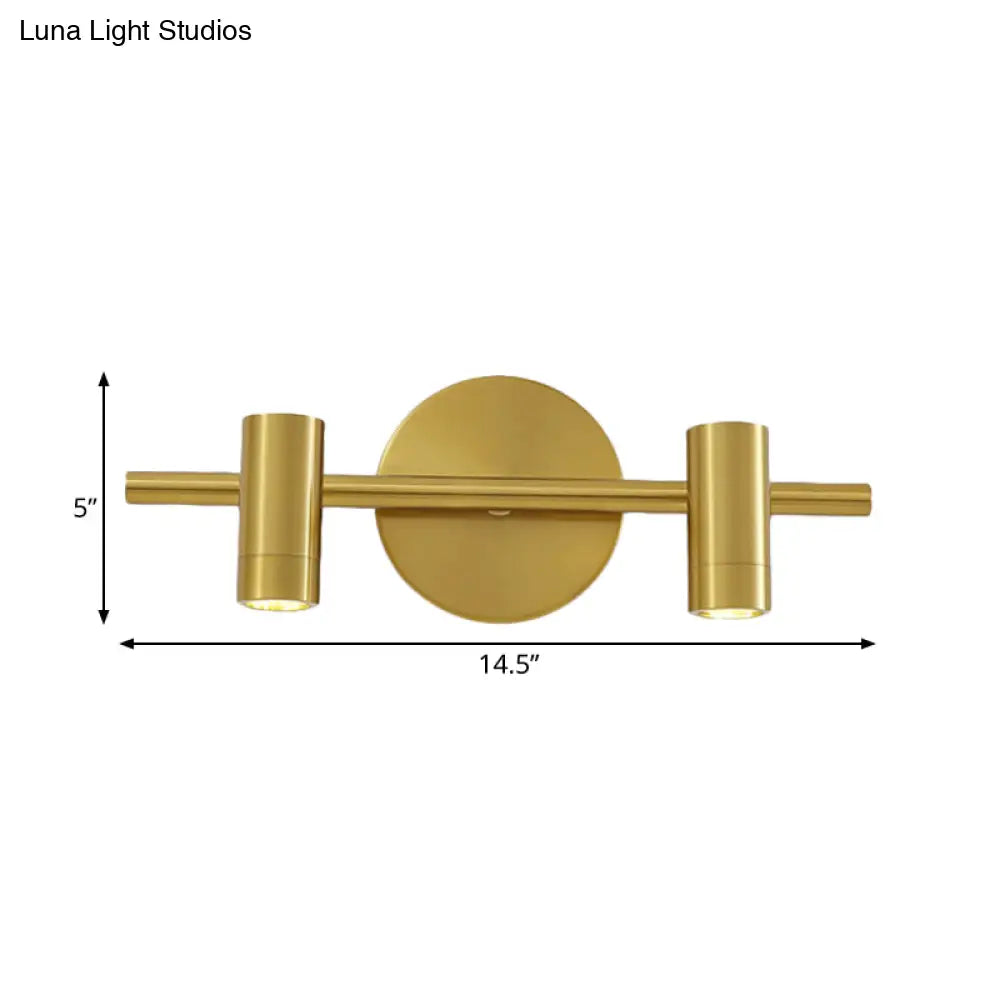 Led Tube Vanity Lamp: Traditional Brass Metal Wall Sconce For Bathroom - 2/3/4 Lights
