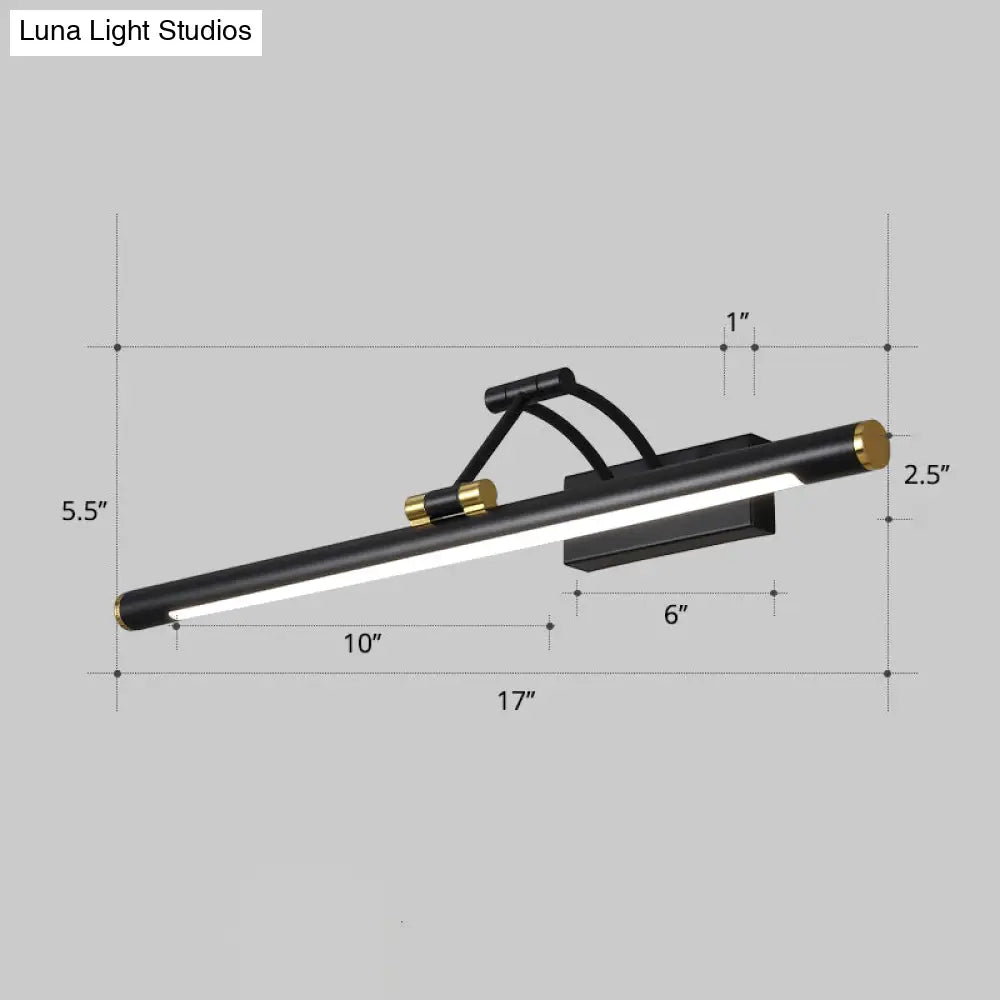 Led Wall Mount Vanity Light - Minimalist Tube Shape Acrylic Fixture With 3-Joint Swing Arm