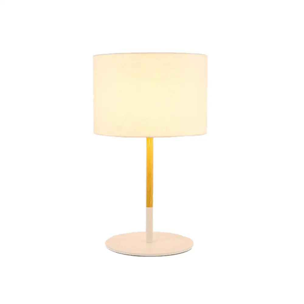 Lillian - Countryside Fabric Drum Shade Nightstand Lighting White
