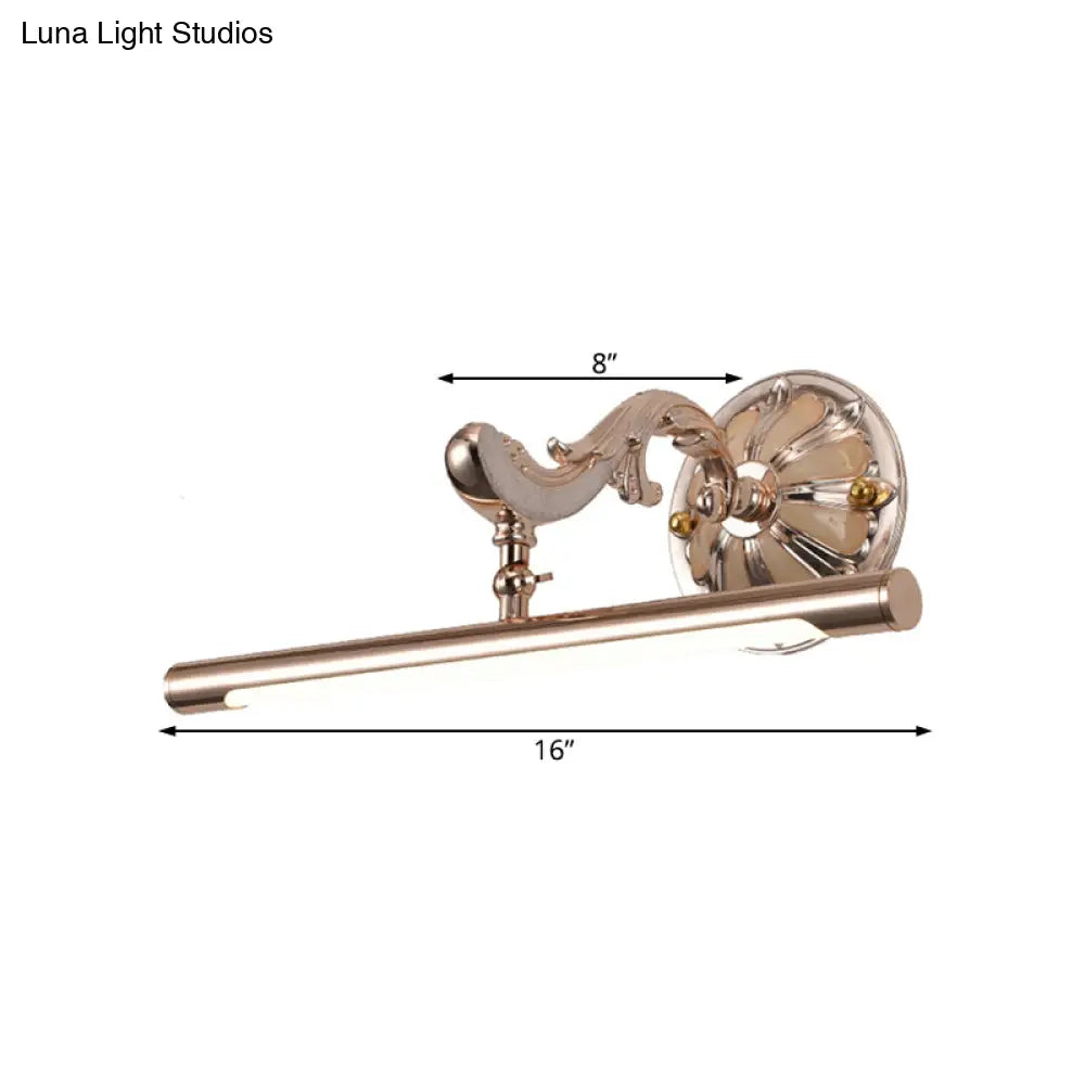 Linear Gold Led Wall Light Fixture - Traditional Metal Make-Up Lighting 16/22/28 Wide