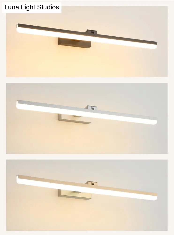 Linear LED Bathroom Vanity Sconce with Acrylic Diffuser - Simple Metal Design