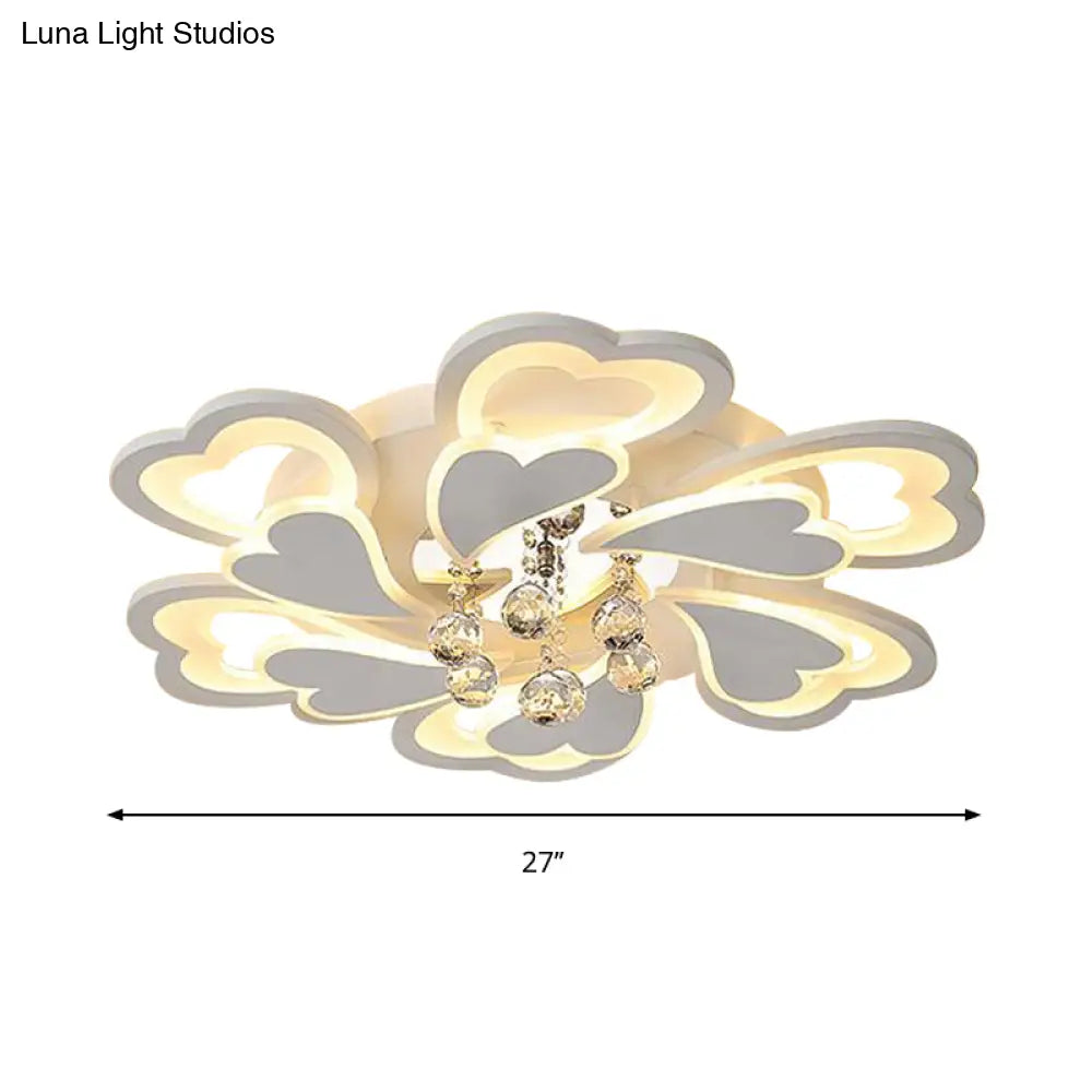 Loving-Heart Led Flush Light In Warm/White - Contemporary Acrylic Design 27’/31.5’ Wide