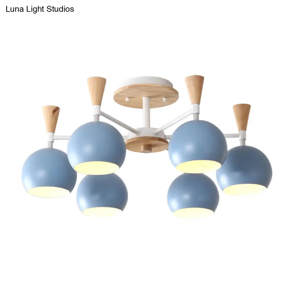 Macaron 3/6/8 - Light Acrylic Dome Ceiling Lamp - Pink/Yellow/Blue Semi Flush Pendant