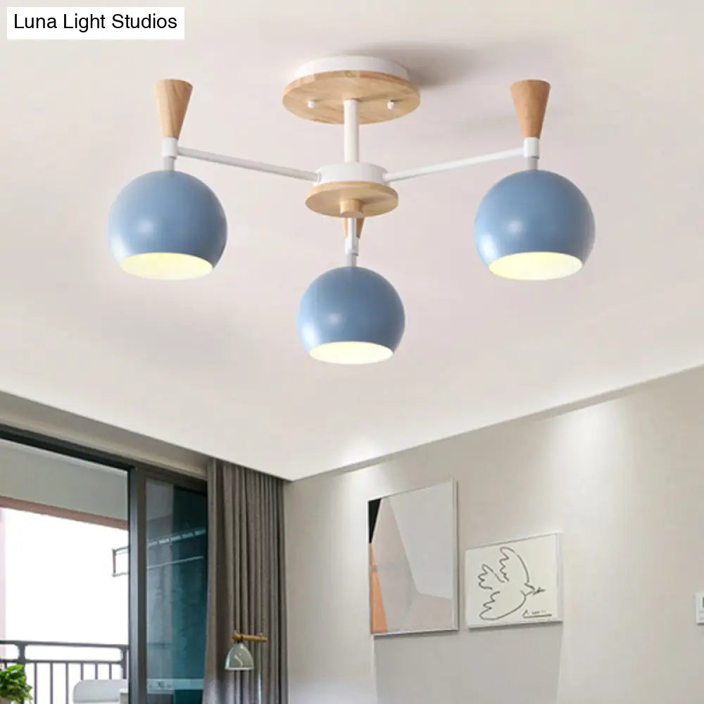Macaron 3/6/8 - Light Acrylic Dome Ceiling Lamp - Pink/Yellow/Blue Semi Flush Pendant