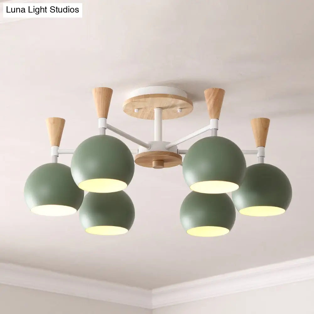 Macaron 3/6/8 - Light Acrylic Dome Ceiling Lamp - Pink/Yellow/Blue Semi Flush Pendant