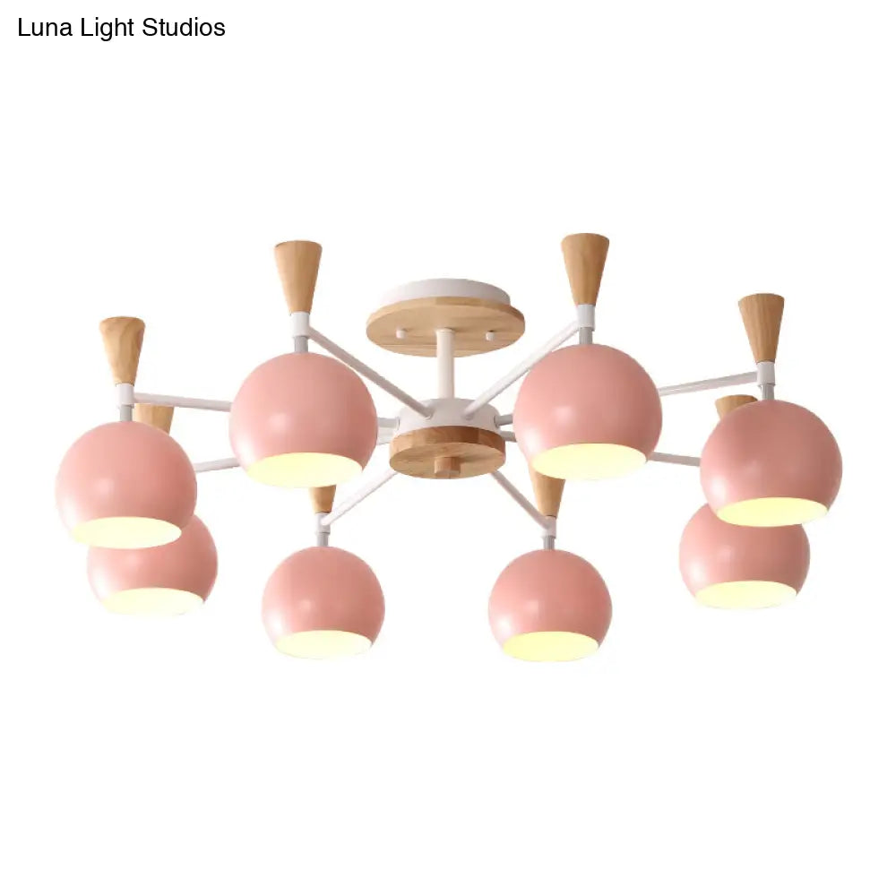 Macaron 3/6/8 - Light Acrylic Dome Ceiling Lamp - Pink/Yellow/Blue Semi Flush Pendant