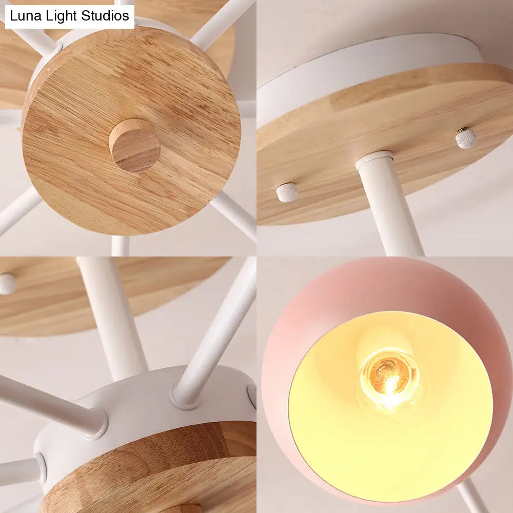 Macaron 3/6/8 - Light Acrylic Dome Ceiling Lamp - Pink/Yellow/Blue Semi Flush Pendant