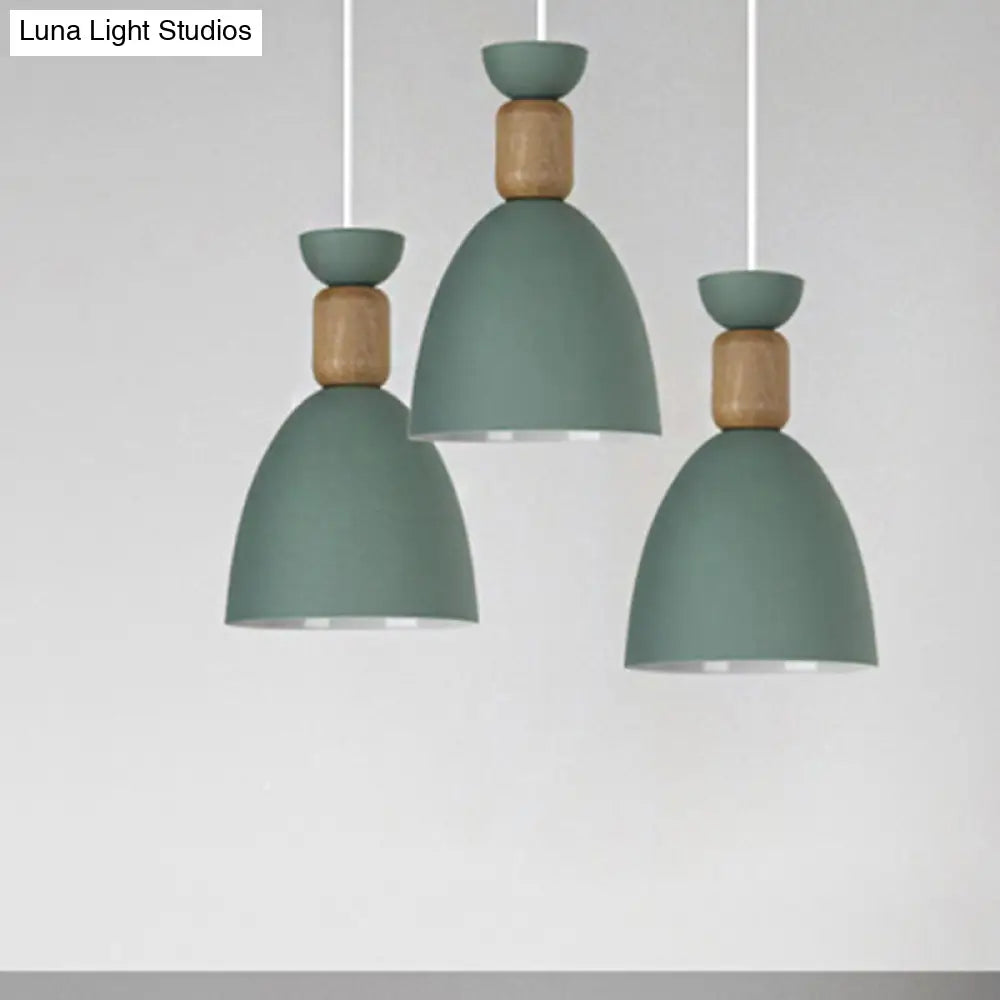 Macaron Dining Room Suspended Light Fixture With Metal And Wood Accents