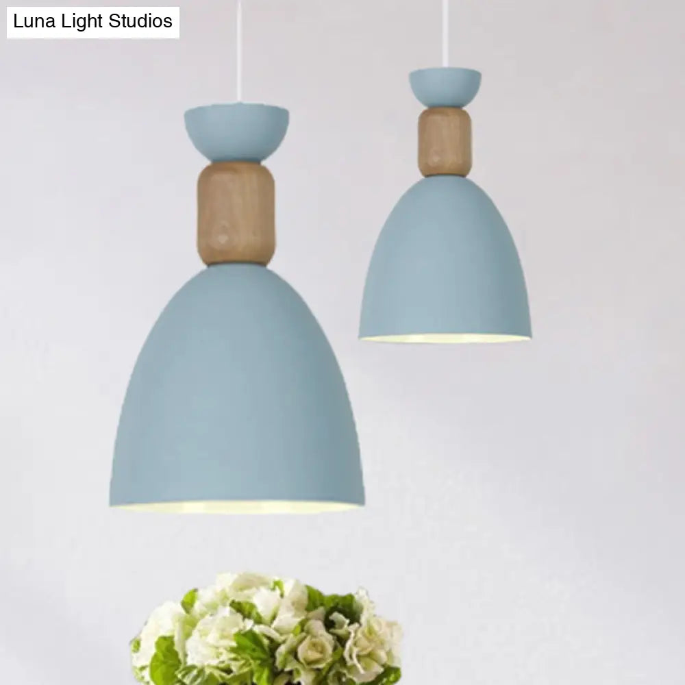 Macaron Dining Room Suspended Light Fixture With Metal And Wood Accents