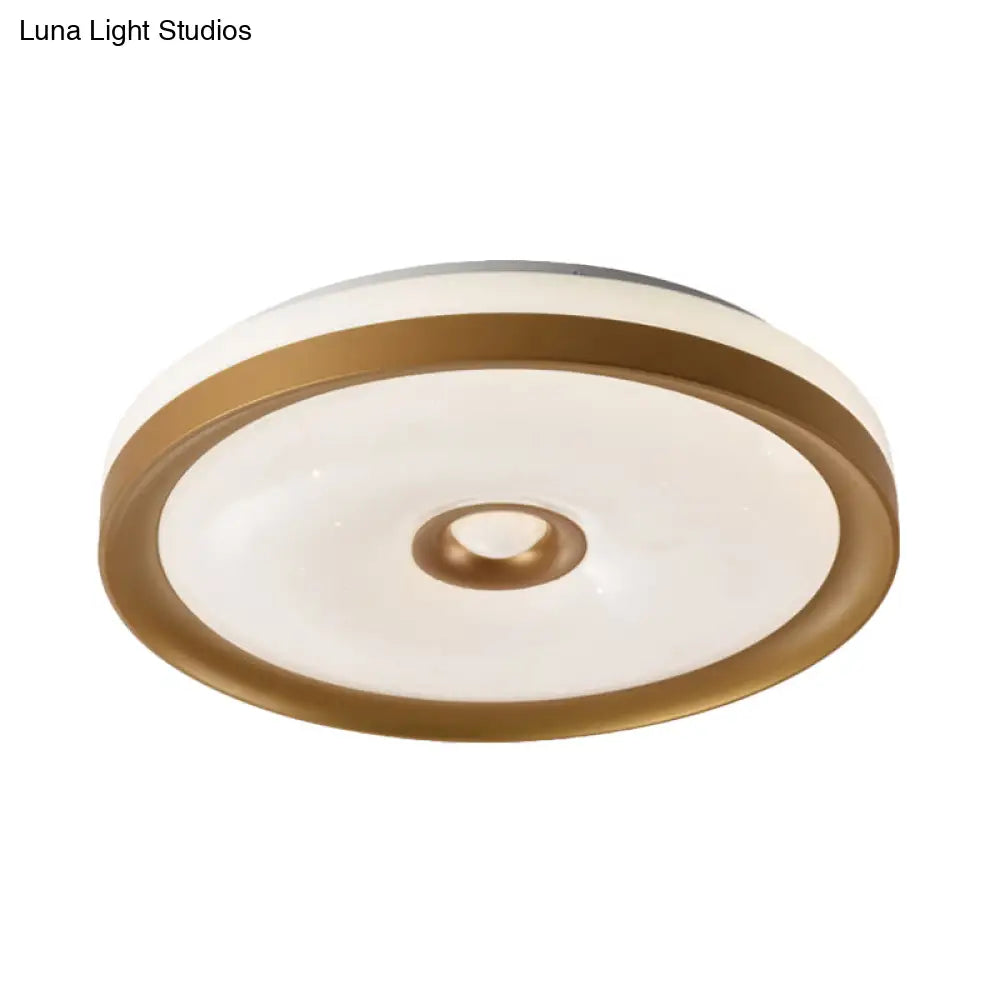 Macaron Flush Mount Led Ceiling Lamp - Grey/Pink/Brown Round Design With High Penetrated Acrylic