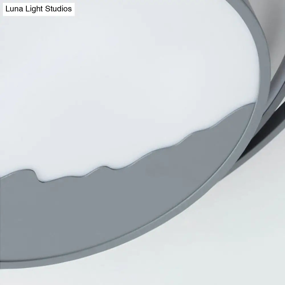 Macaron Grey/White Drum Acrylic Flush Mount Led Ceiling Light - 19.5’/23.5’ Wide Perfect For