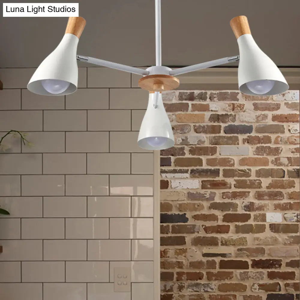 Macaron Loft Chandelier: Baby Bedroom Hanging Light With 3 Metal Lights