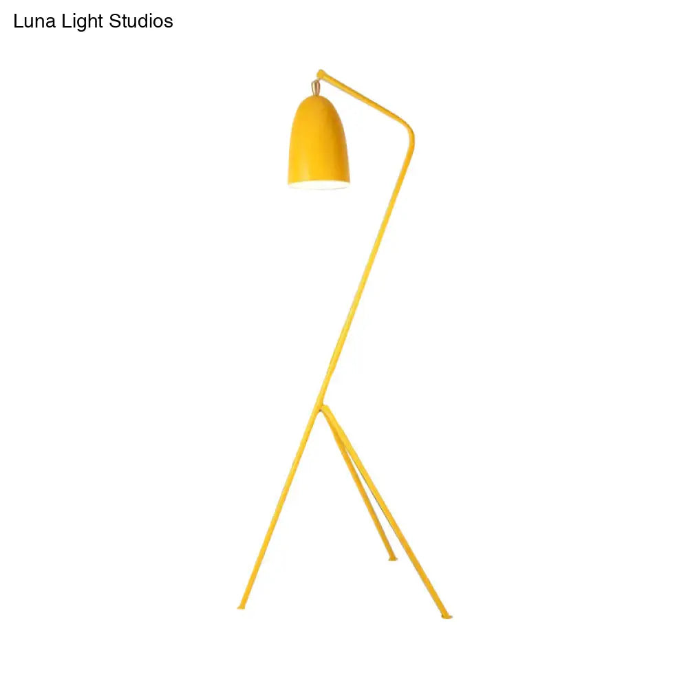 Macaron Loft Metal Floor Light With Domed Shade - One Bulb Candy Color Perfect For Meeting Rooms