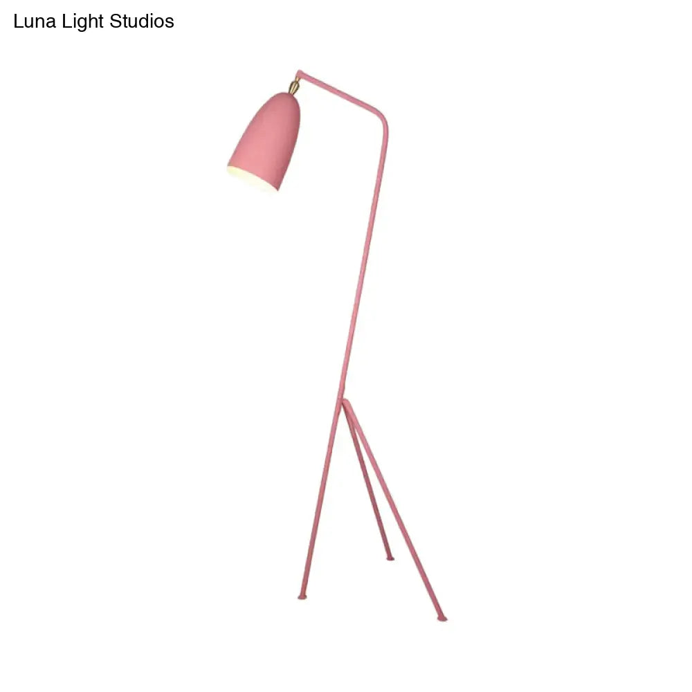 Macaron Loft Metal Floor Light With Domed Shade - One Bulb Candy Color Perfect For Meeting Rooms