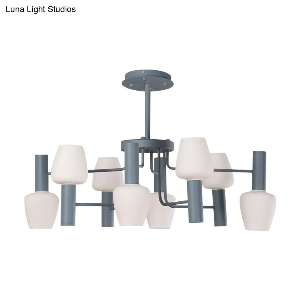 Macaron Loft Milk Glass Chandelier - Undertint Bud Shaped Pendant Ceiling Light