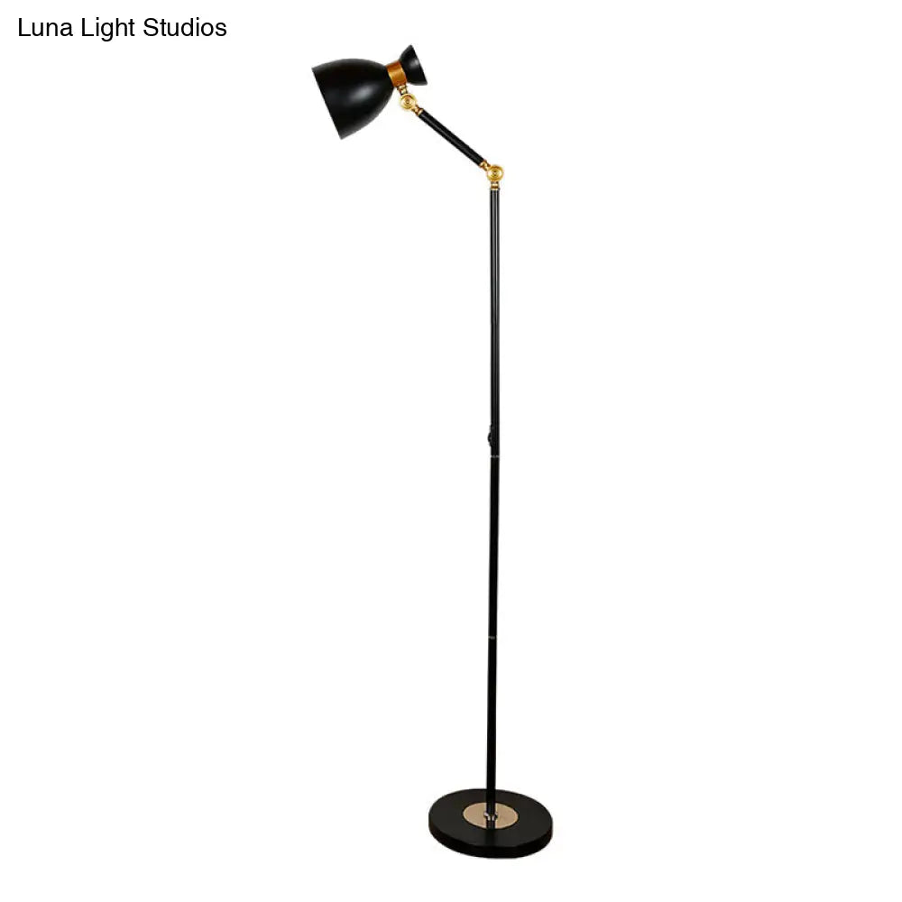 Macaron Metallic Flare Floor Lamp: Wide Rotatable Arm 1 Light Black/Pink/White