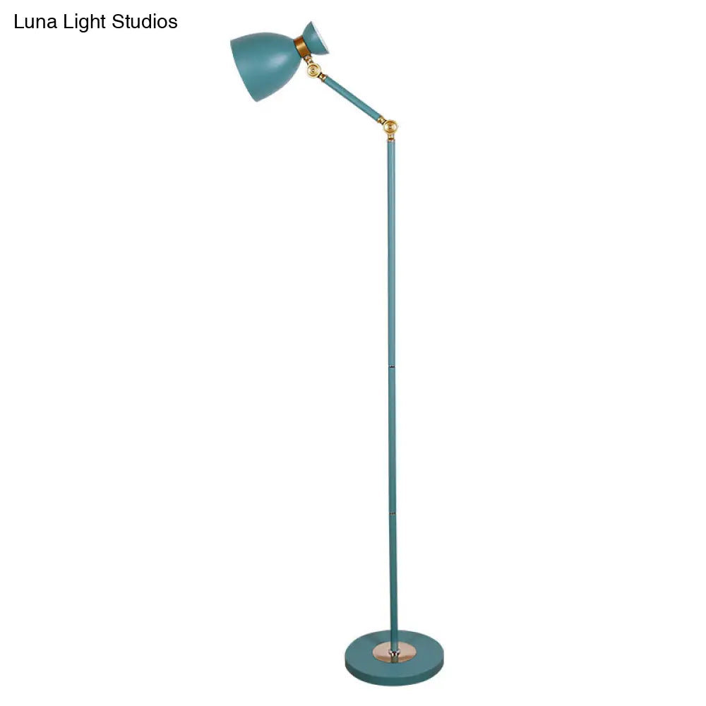 Macaron Metallic Flare Floor Lamp: Wide Rotatable Arm 1 Light Black/Pink/White