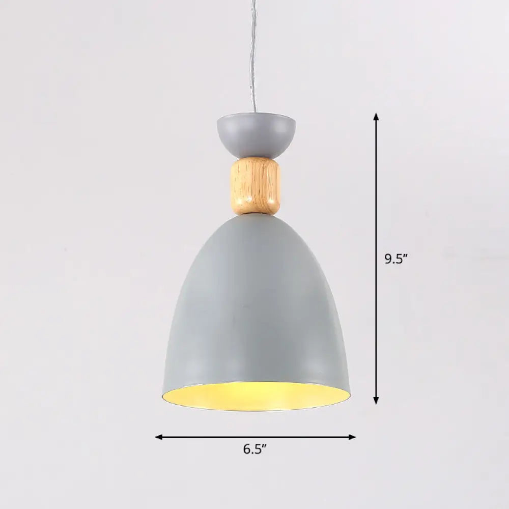 Metal Nordic-Style Down Lighting Pendant For Bell Dining Room With Single Bulb Grey