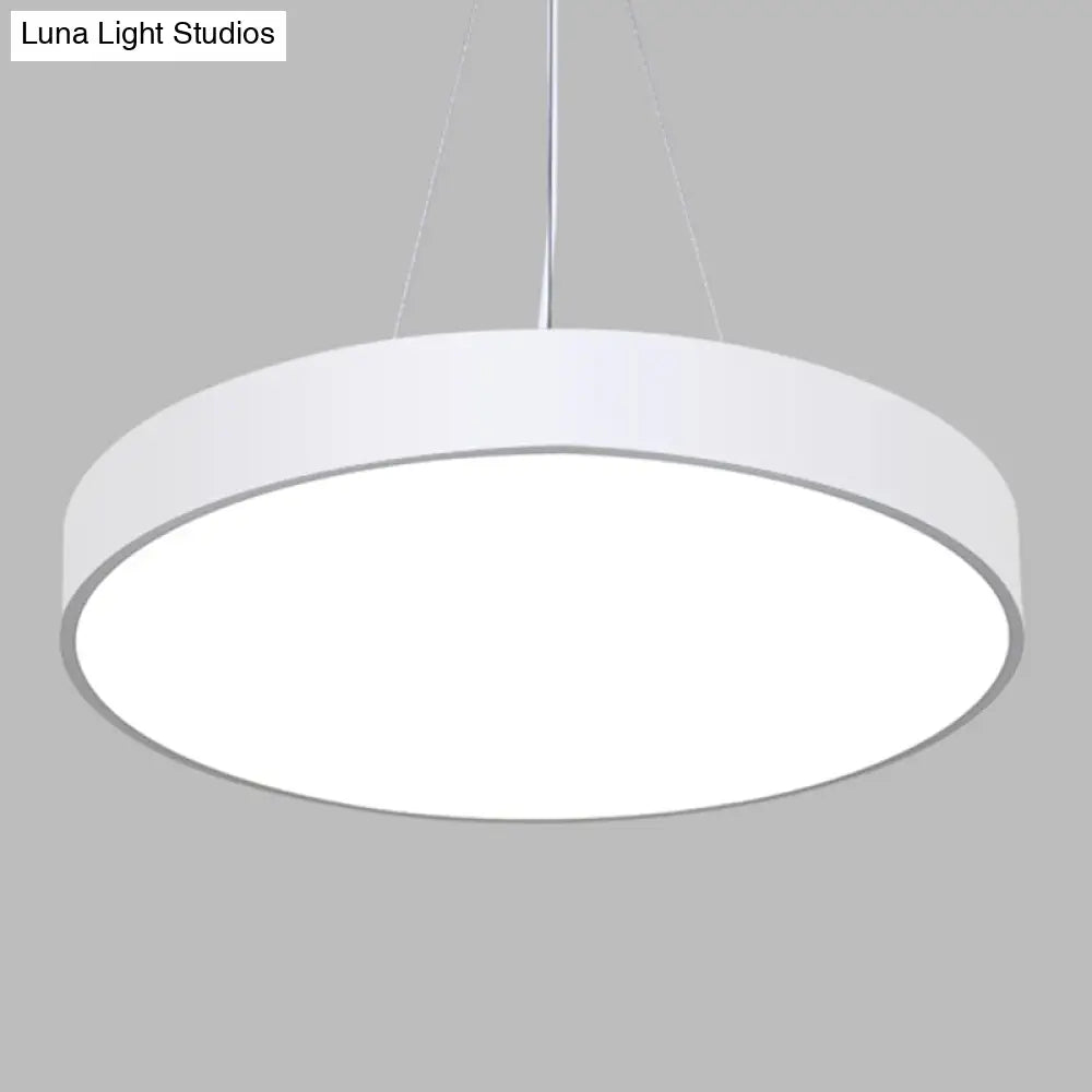 Modern Led Pendant Light: Simple Round Metal Lighting Fixture For Office White / 16
