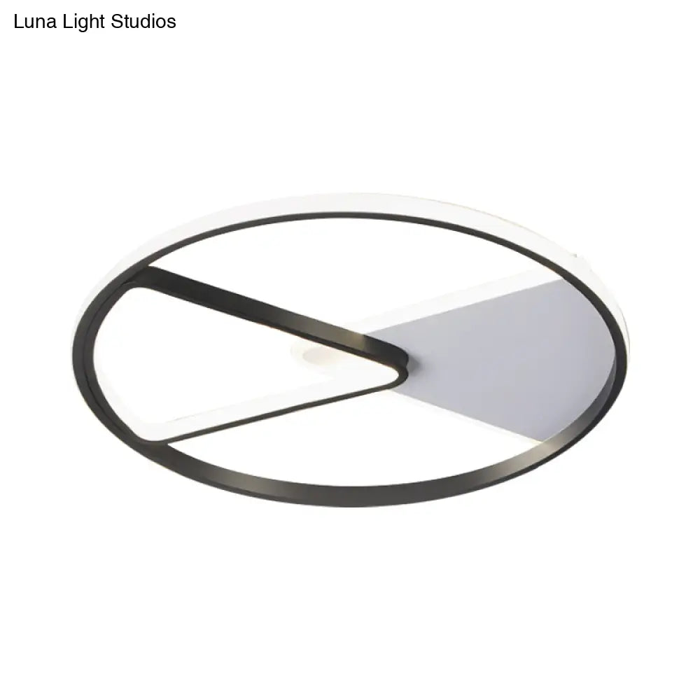 Metallic Round Slim Ceiling Light With Simple Black Design And Led Flush Mount - Warm/White Option