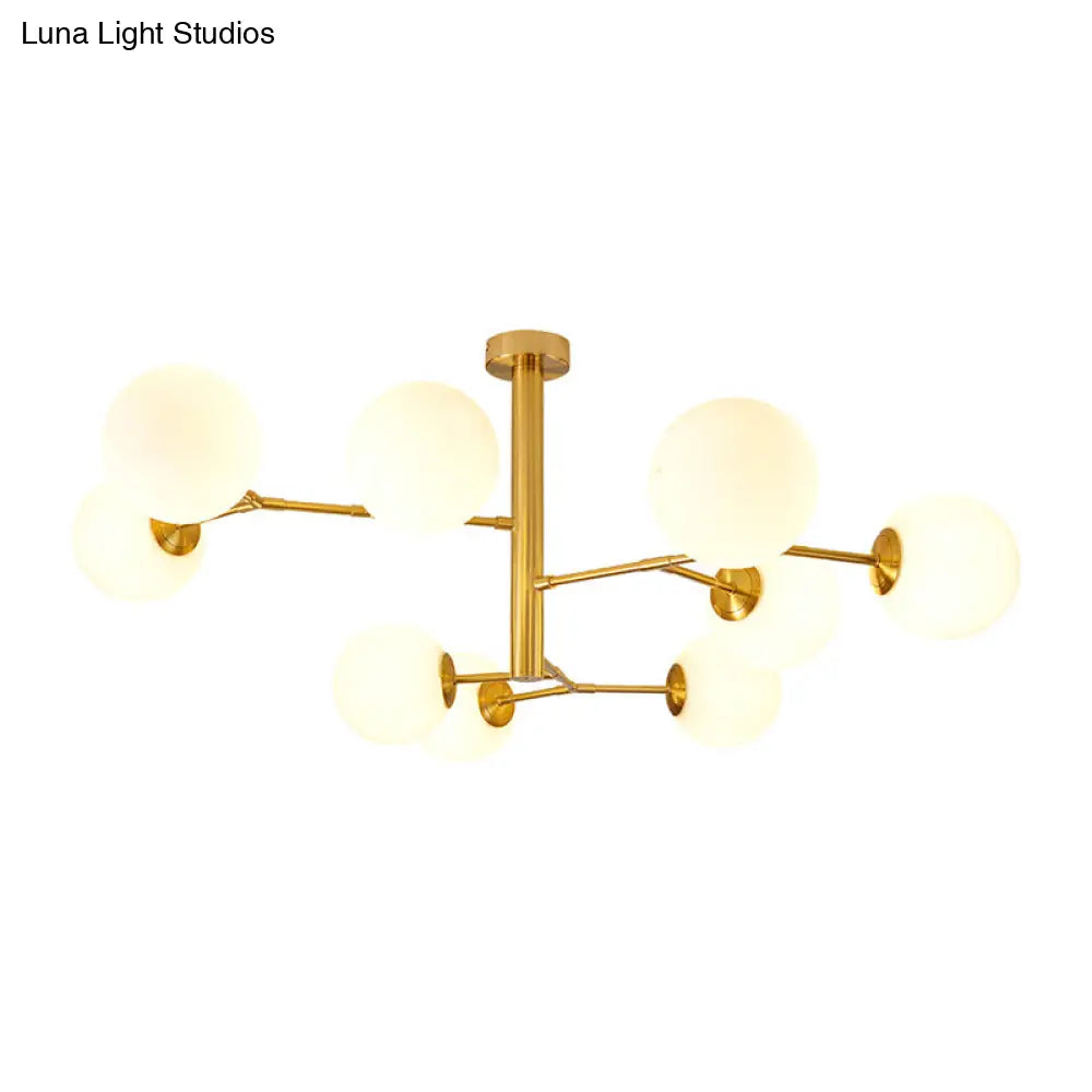 Milk Glass Ball Chandelier With Hand-Blown Simplicity For Living Room Lighting