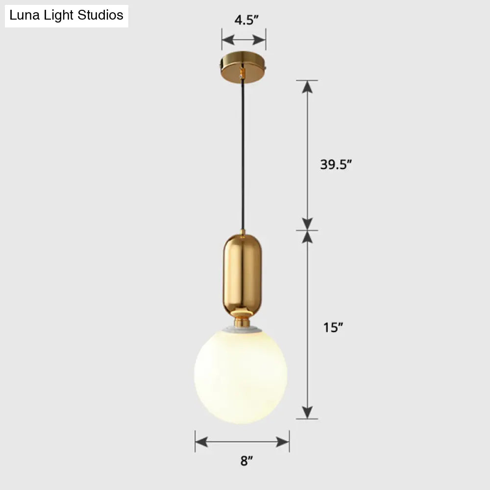 Milky Glass Ball Pendant Lamp - Simplicity 1-Bulb Fixture For Living Room Lighting