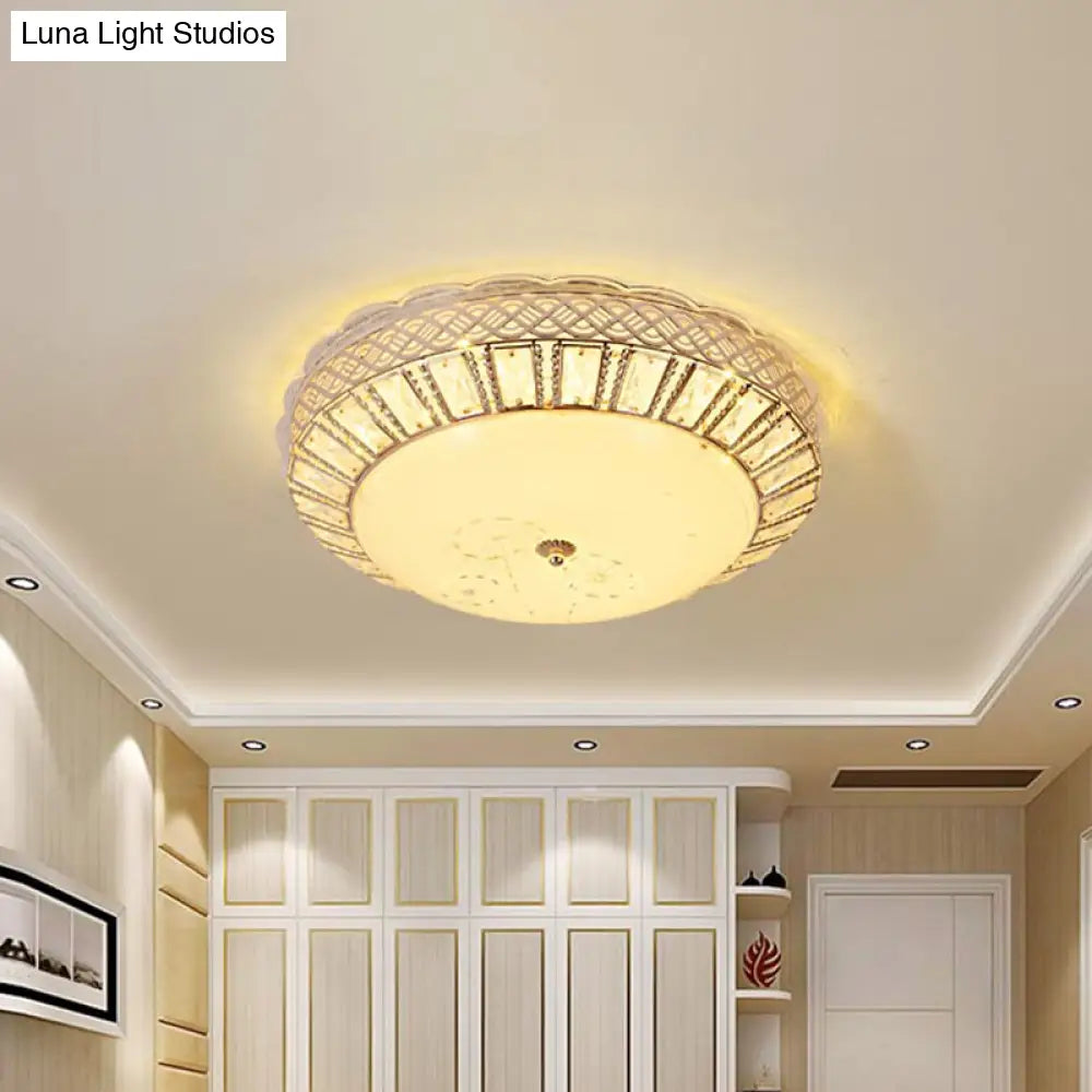 Minimal Led Gold Ceiling Lamp With Crystal Flush Mount And Flower Pattern – Ideal For Bedroom
