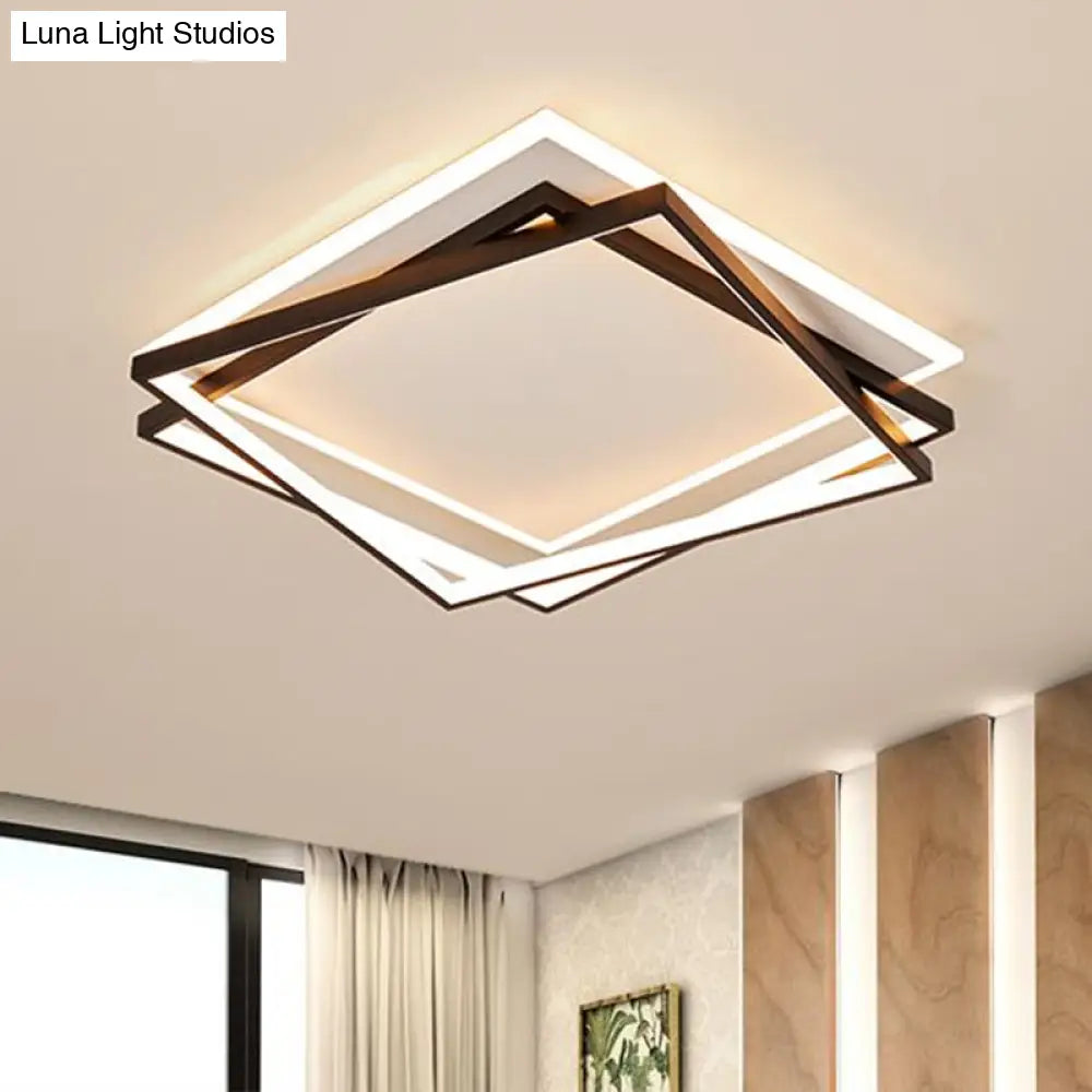 Minimalist Acrylic Led Flush Mount Light: Stacked Square Design In Black For Bedroom