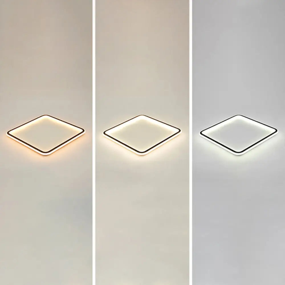 Minimalist Black Metal Flush Mount Ceiling Lamp With Square Ultrathin Led - Perfect For Bedrooms /