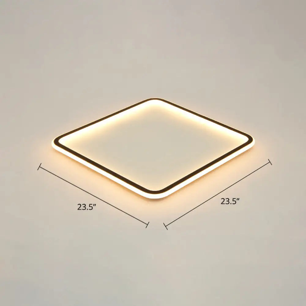 Minimalist Black Metal Flush Mount Ceiling Lamp With Square Ultrathin Led - Perfect For Bedrooms /