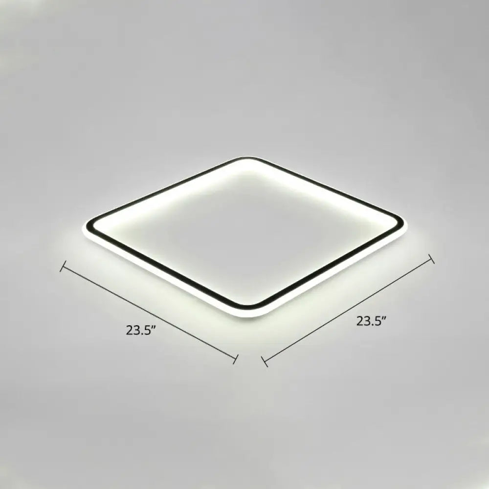 Minimalist Black Metal Flush Mount Ceiling Lamp With Square Ultrathin Led - Perfect For Bedrooms /