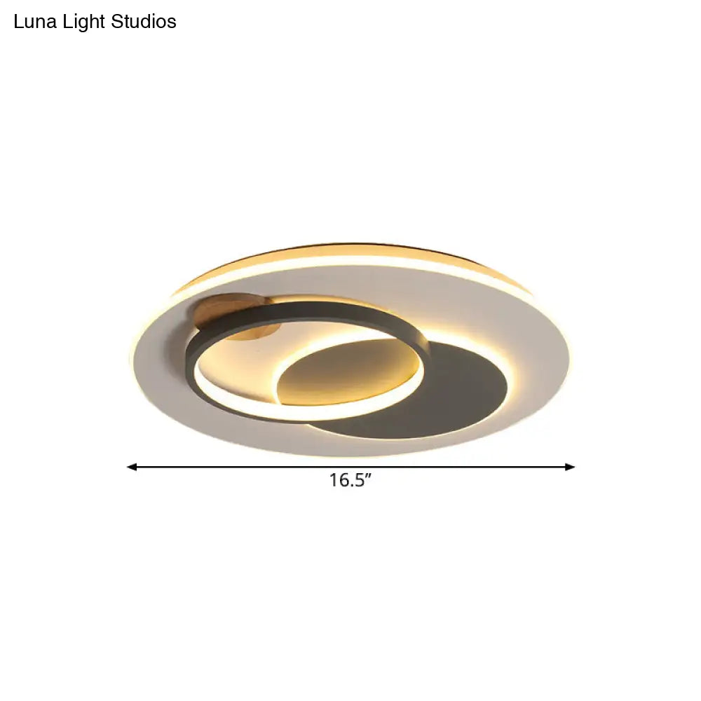 Minimalist Black Multi - Ring Led Ceiling Fixture - 16.5’/20.5’ Diameter Flush Mount Lamp In