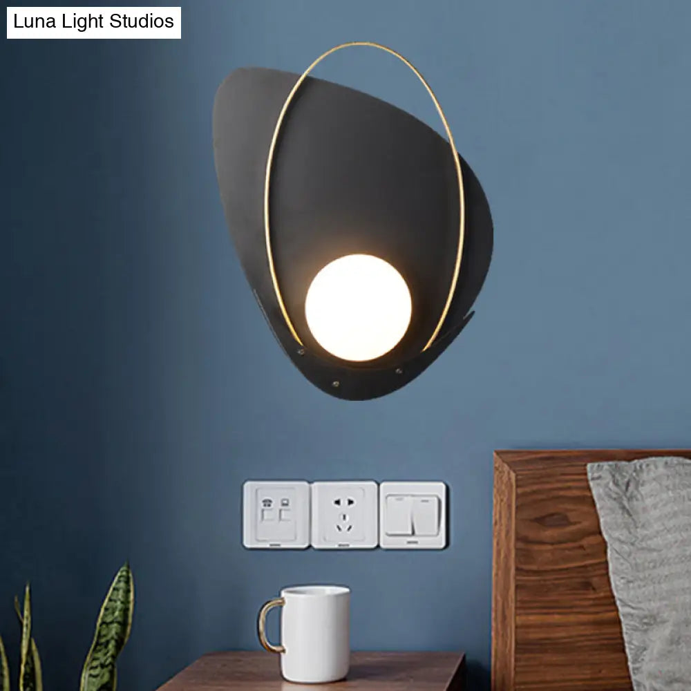 Minimalist Black Triangular Wall Lamp With White Glass Shade