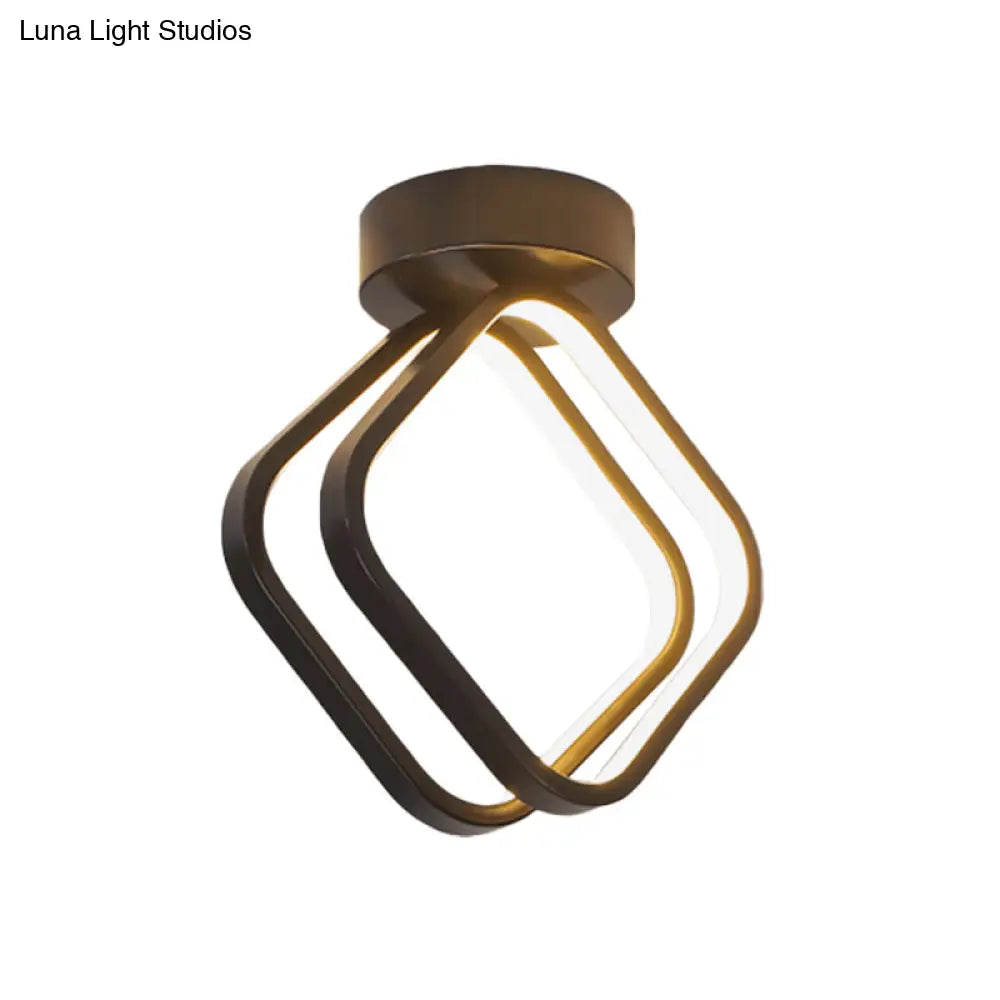 Minimalist Black/White Led Ceiling Light - Acrylic Rhombus Flush Mount Lighting With Warm/White/3