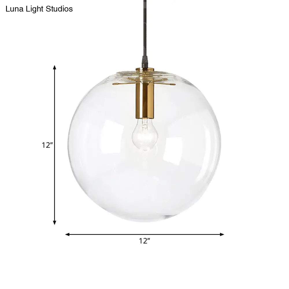 Minimalist Brass Bubble Ball Pendant Ceiling Lamp - Clear Glass 1-Light 8’/12’ Dia