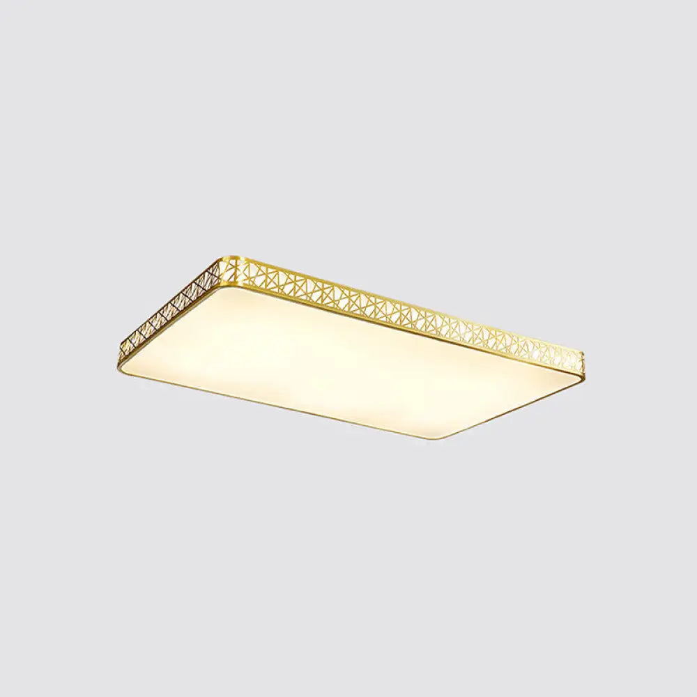 Minimalist Brass Ceiling Light With Geometric Design And Led Flushmount / 23.5’ Square Plate