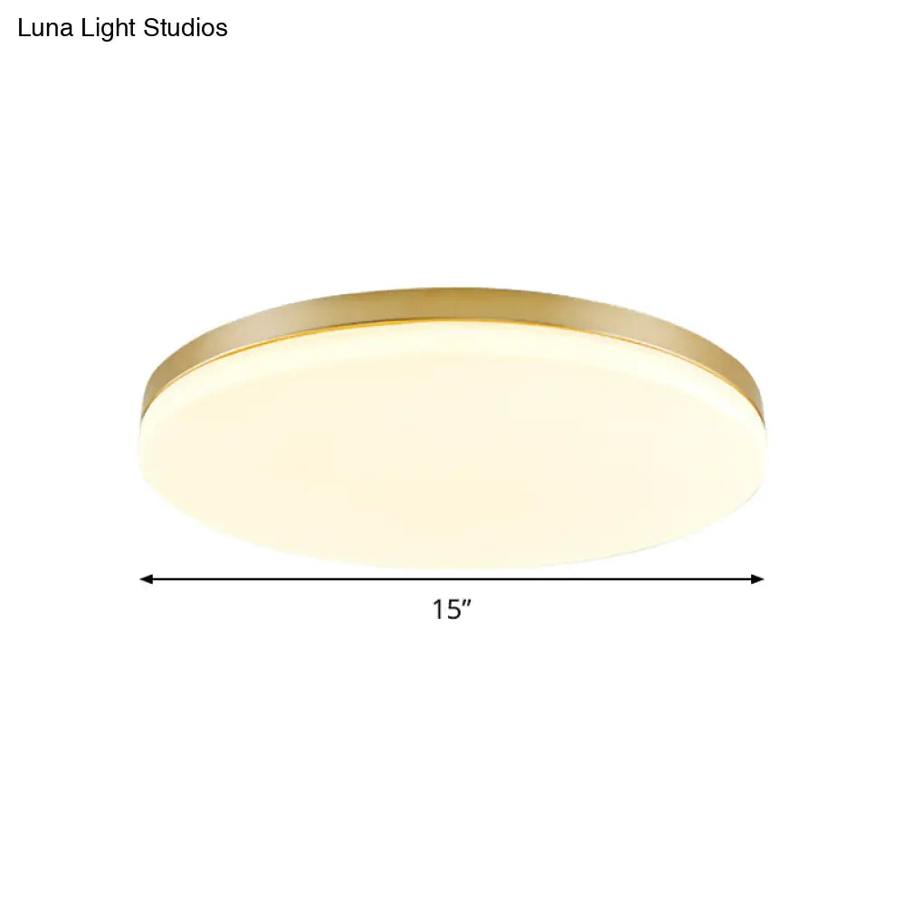 Minimalist Circle Acrylic Led Gold Ceiling Lamp - 15’/19’ Flushmount