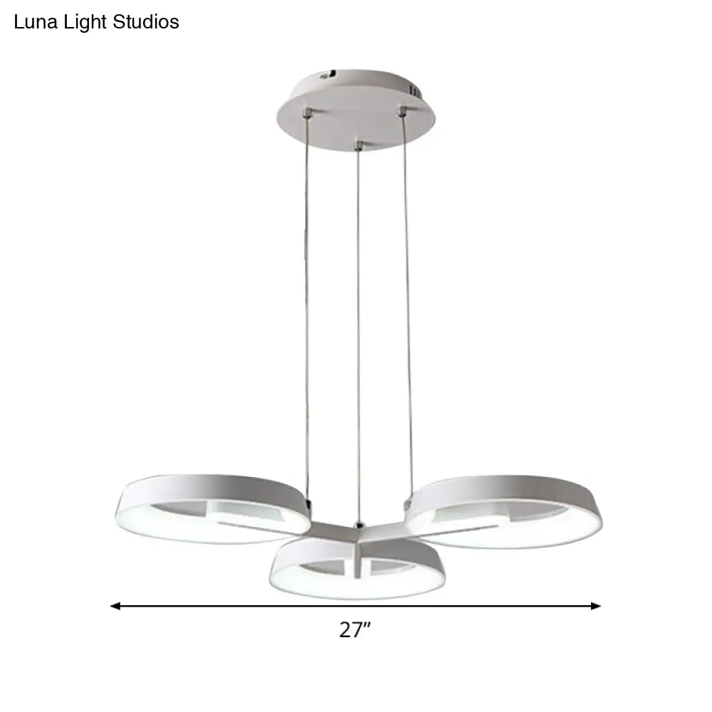 Minimalist Circular Metal Pendant Chandelier - White 3/6 Hanging Lights for Dining Room