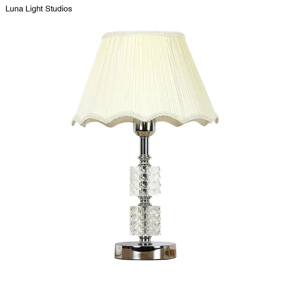 Minimalist Clear Crystal Cylinder Night Light For Living Room White Nightstand Lamp