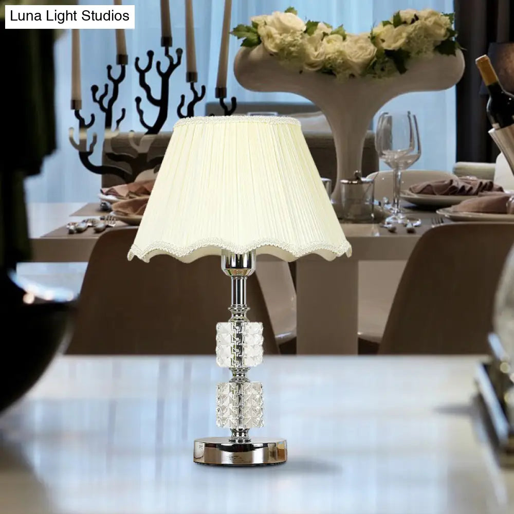 Minimalist Clear Crystal Cylinder Night Light For Living Room White Nightstand Lamp
