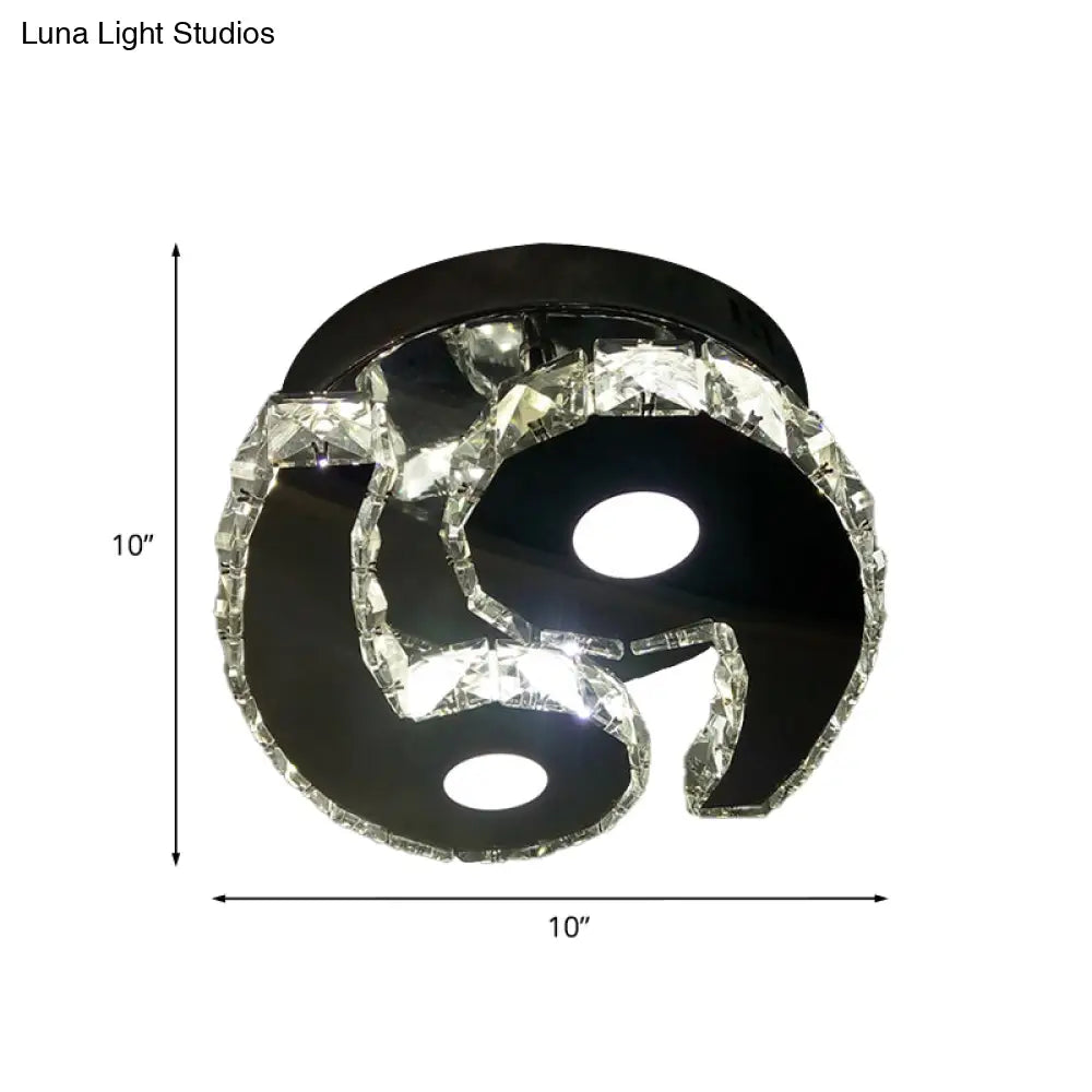 Minimalist Crystal Wall Mounted Led Lamp In Chrome - Warm/White Light