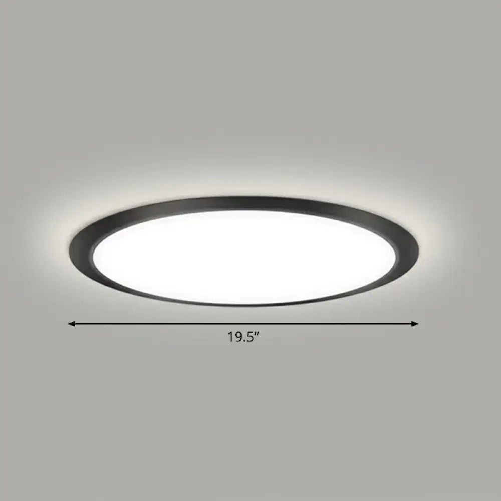 Minimalist Flat Led Flush Mount Ceiling Light For Bedroom - Acrylic Fixture Black / 19.5’ White