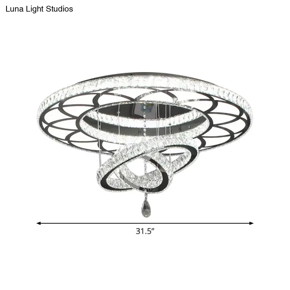 Minimalist Flush Mount Led Crystal Ring Light For Living Room Ceiling