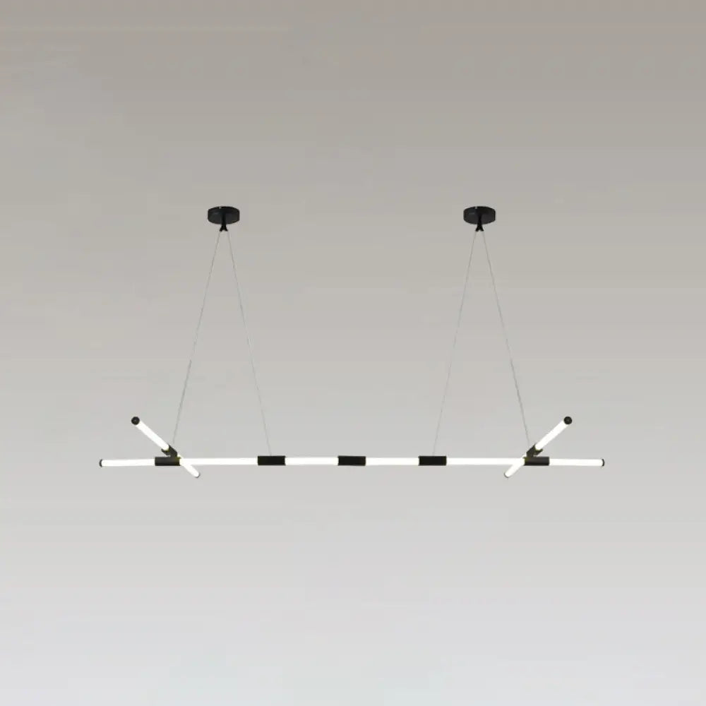 Minimalist Glass Tube Pendant Lamp With Frosted White Shade And Black Led For Offices 10 /