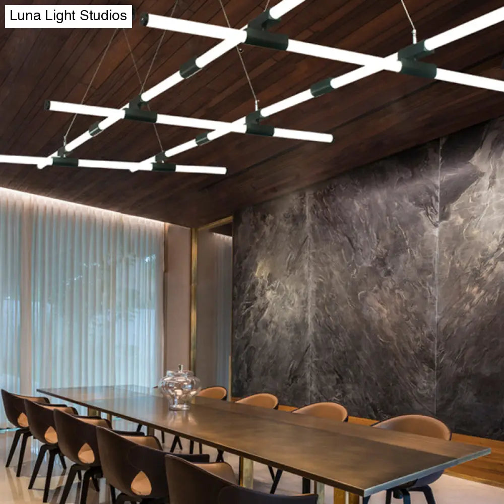 Minimalist Glass Tube Pendant Lamp With Frosted White Shade And Black Led For Offices