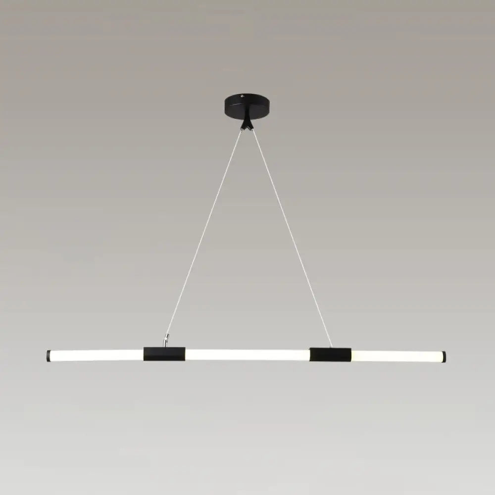 Minimalist Glass Tube Pendant Lamp With Frosted White Shade And Black Led For Offices 3 /