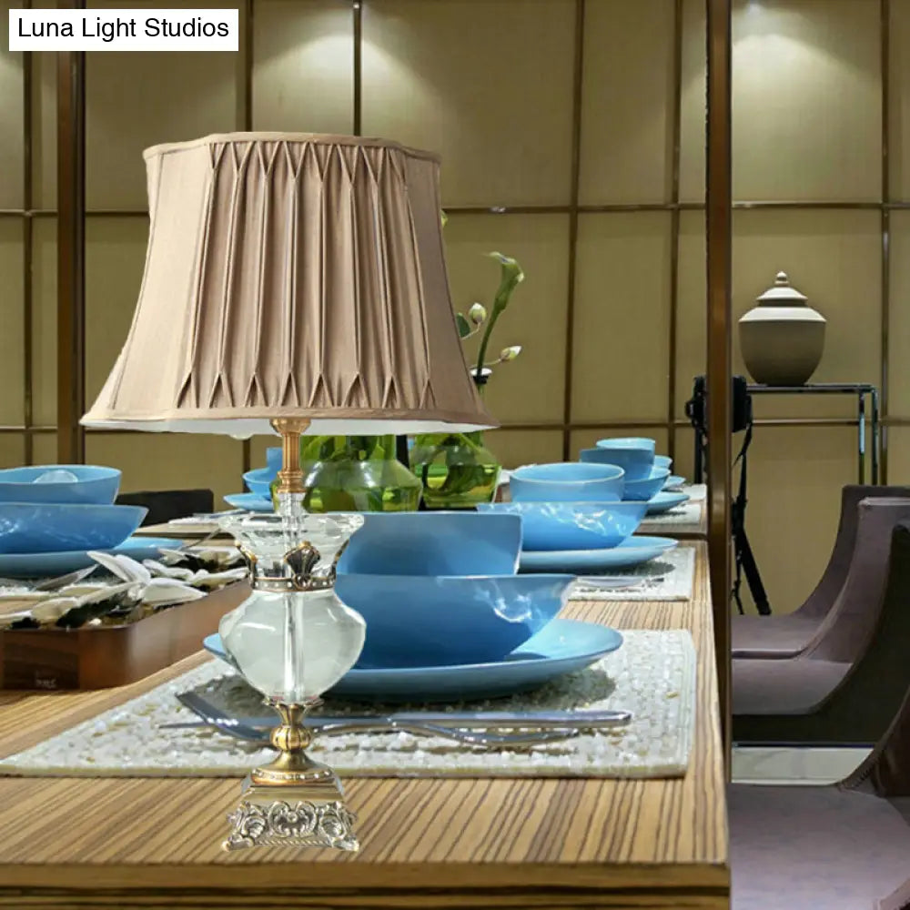 Minimalist Gold Bell Night Lamp With Clear K9 Crystal Shade And Stylish Urn-Shaped Base