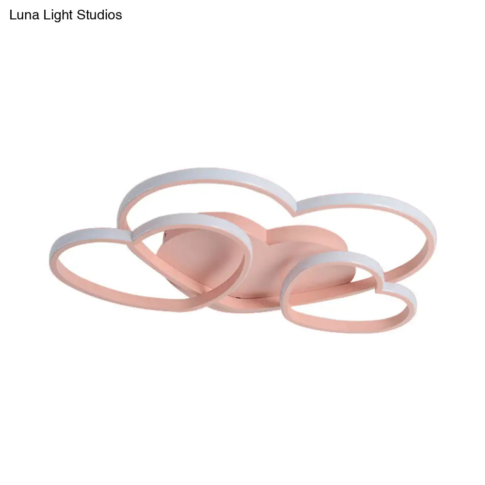 Minimalist Heart Design Led Flush Mount Ceiling Light Fixture - Acrylic White/Pink/Gold Finish