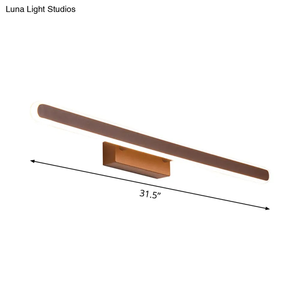 Minimalist Iron Sconce: 16/23.5/31.5 Led Vanity Wall Light Brown Finish - Warm/White Ideal For